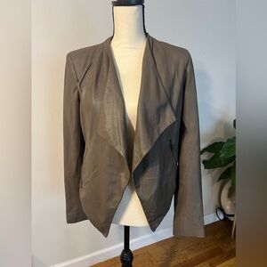 BB Dakota Leather Jacket Deep Brown Open Front